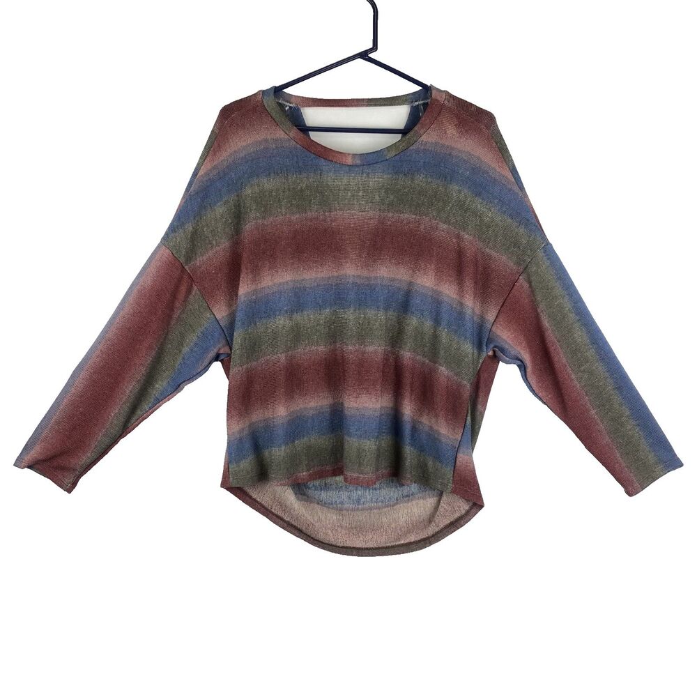 Women’s Striped Long Sleeve Sweater Low Back Detail Size M - Picture 4 of 11
